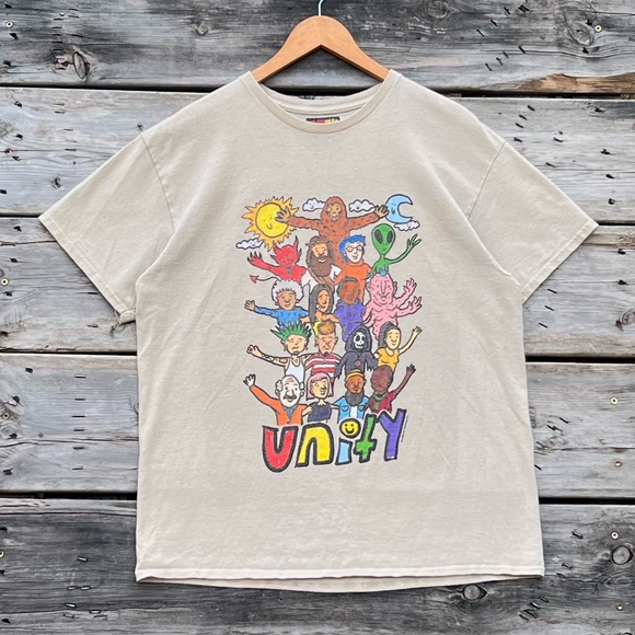 Spencer's Other - Teen Hearts Unity Diversity Graphic Tee Tan Size Large